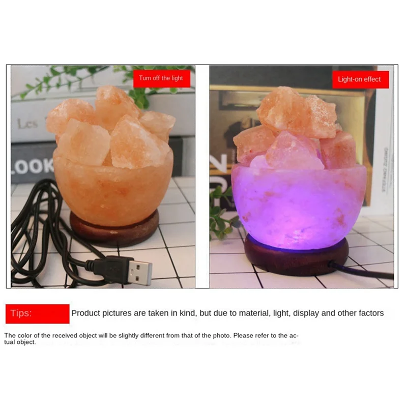 

New LED Colorful Color Changing Night Light Crystal Salt Lamp Air Purifier Decorative Bedside Table Lamp Ornament
