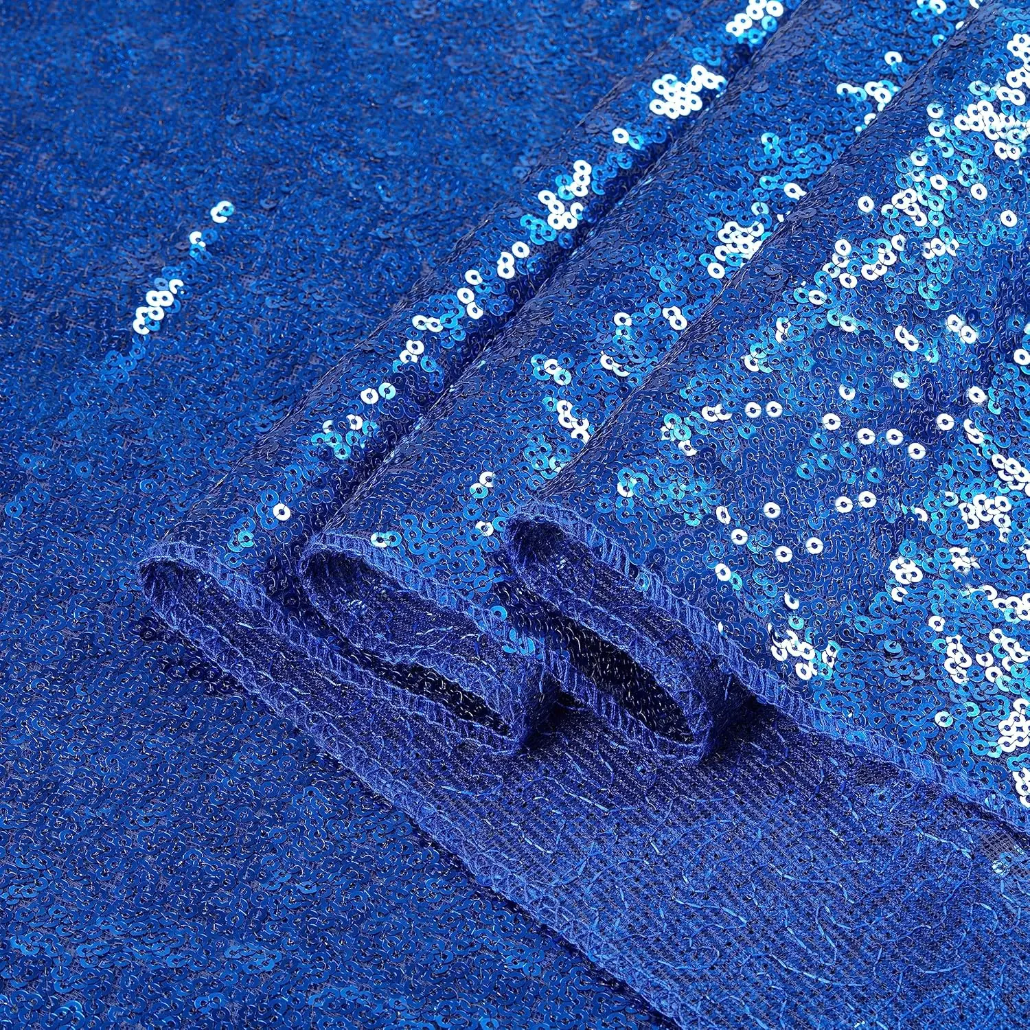 مفرش طاولة مستدير باللون الأزرق الملكي مقاس 90 بوصة، غطاء طاولة مزين بالترتر اللامع لتزيين حفلات أعياد الميلاد وحفلات الزفاف وحفلات استقبال المولود الجديد