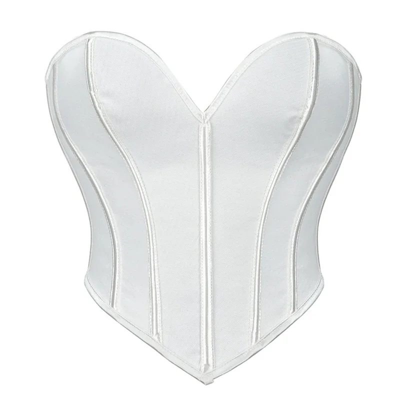Women Overbust Corset Crop Tops Gothic Pink Bustiers Vintage Lace Up Body Shaper Korset Bustier Lingerie Sexy White Corselet