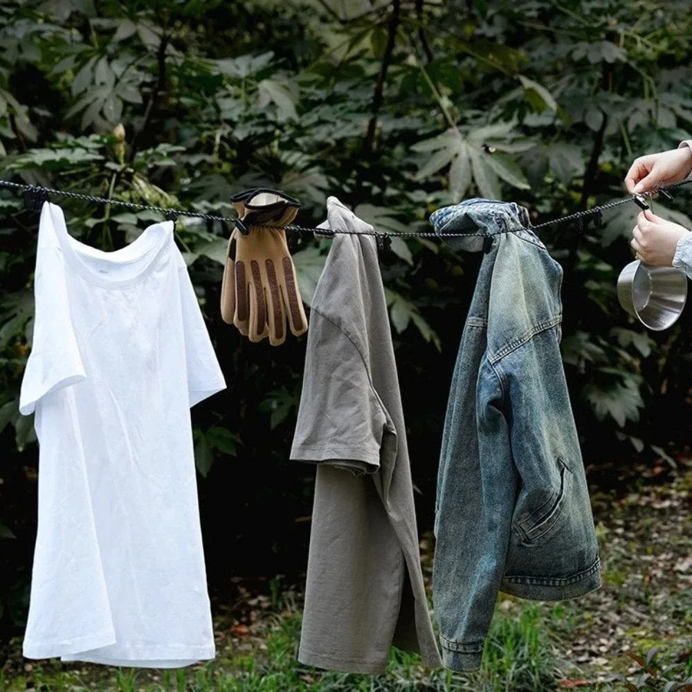 16 Clips Camping Clothesline Portable with Storage Pouch Travel Clothesline Adjust At Will High Load-bearing Capacity
