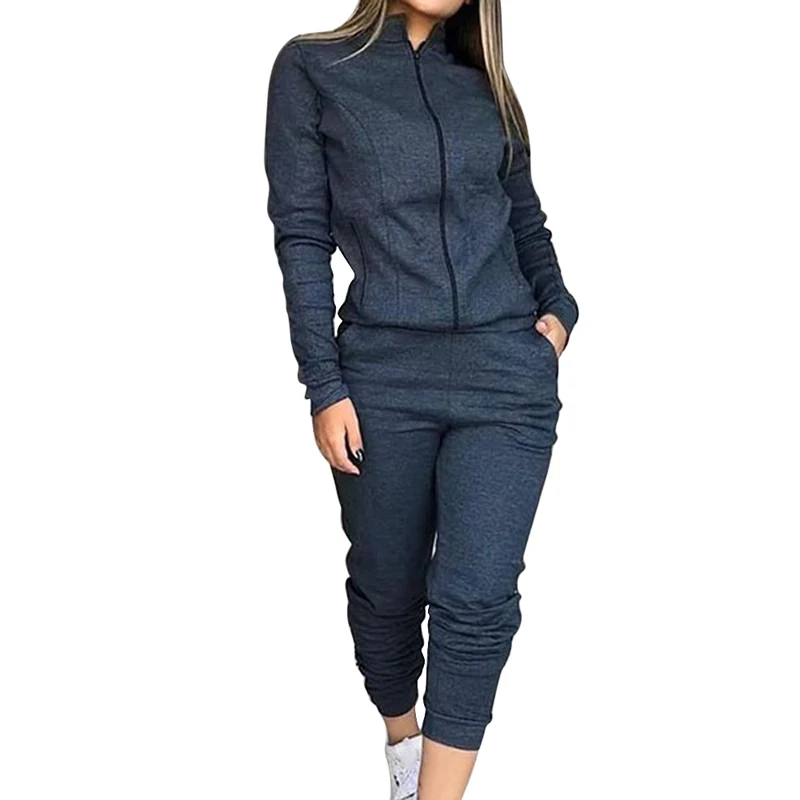 Women's Street Snap Zipper Casual Suit  Autumn and Winter 2-Piece Set 2024