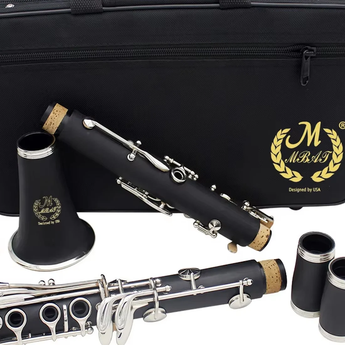 M MBAT Black Bb Clarinet 17 Keys 6 Rings Clarinet with Clarinet Cleaning Kit Reeds Parts Playing Practice for Students/Beginners