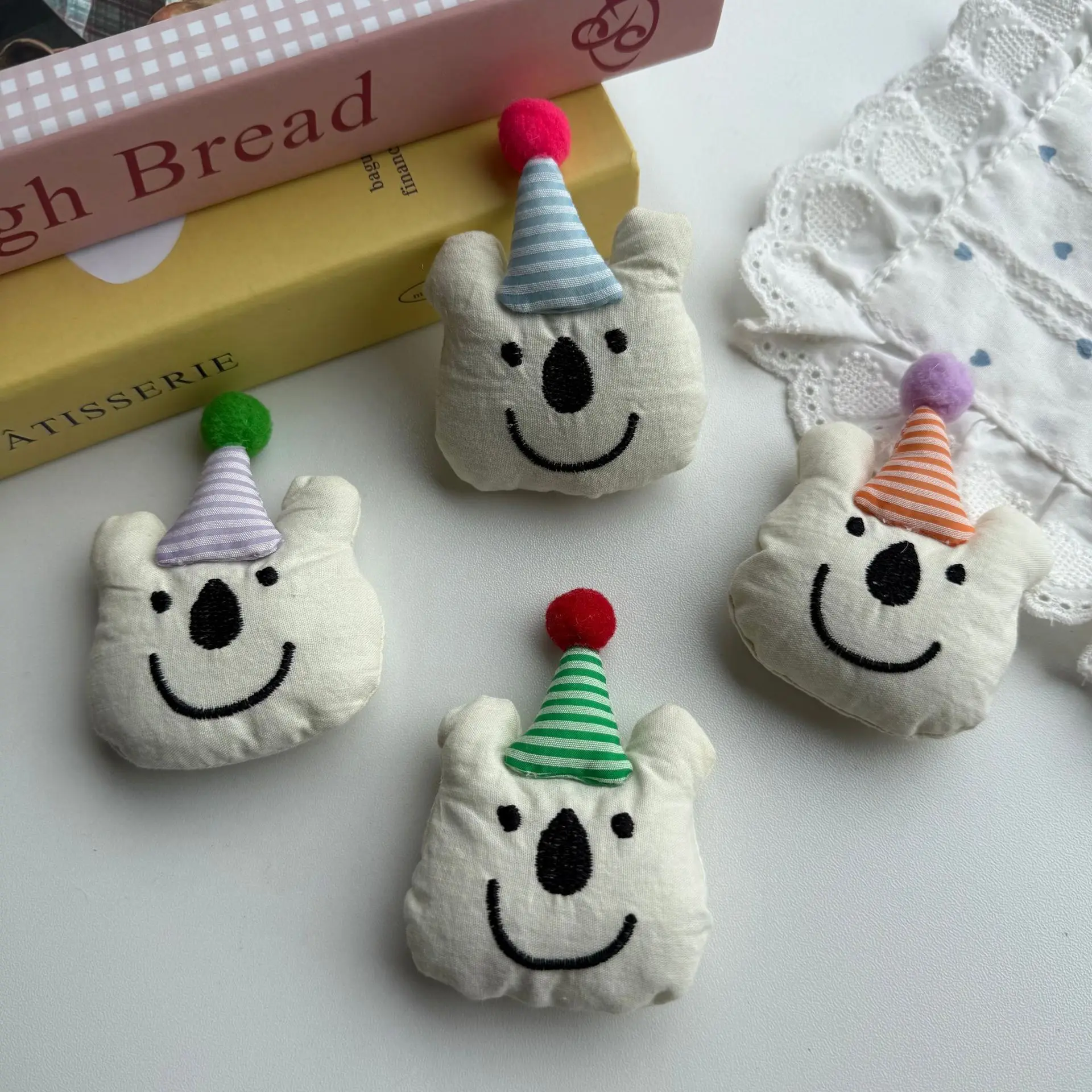 Fabric Party Hat White Bear Plush Doll for Children Hat Clothing Shoes Socks Hair Clip Bag Decoration Premium Soft