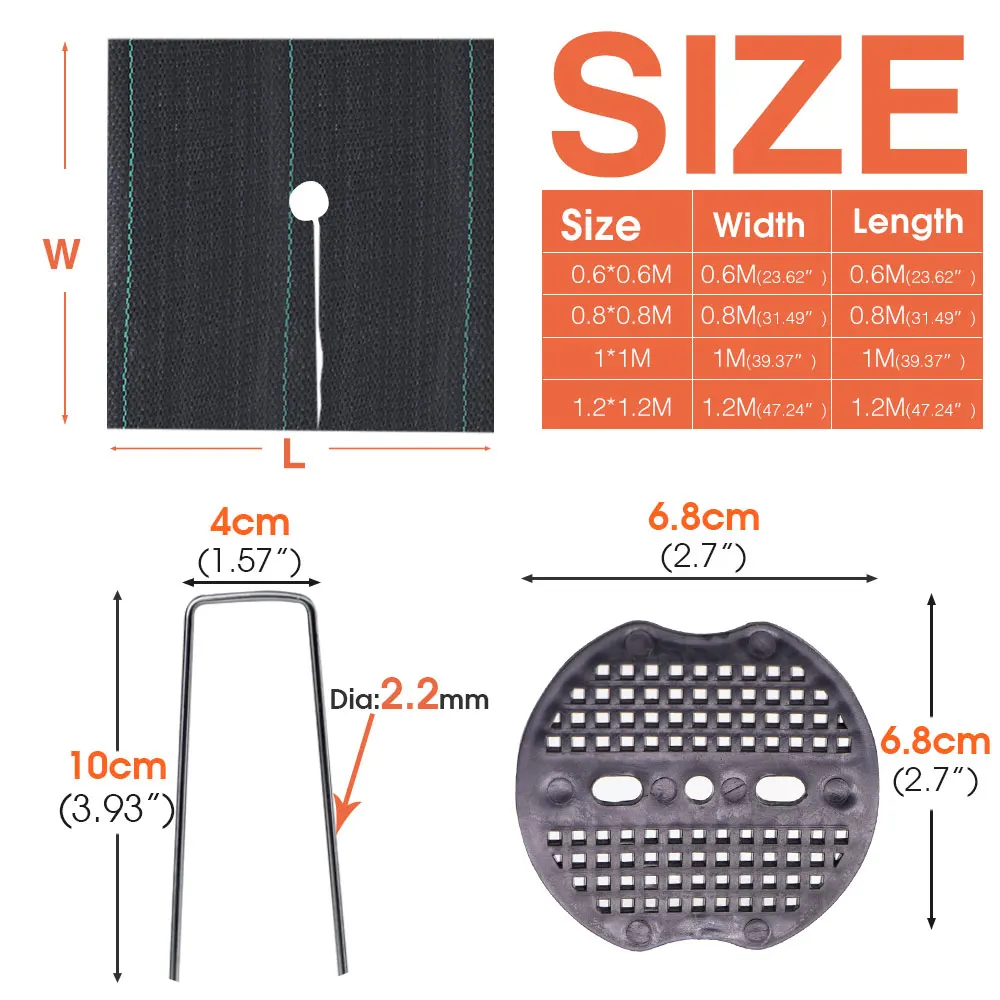 Tree Protection Weed Mat with Hole Square Landscape Weed Barrier Fabric for Garden Orchard Plant Ground Covering Control Mulch