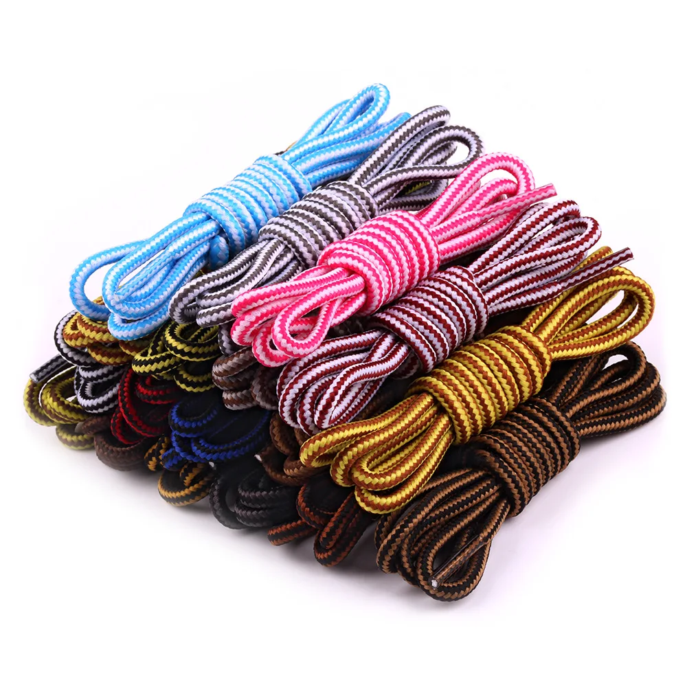 Cordones redondos para zapatos, cordones a rayas de doble Color, para deportes al aire libre, senderismo y ocio, 18 colores, 1 par