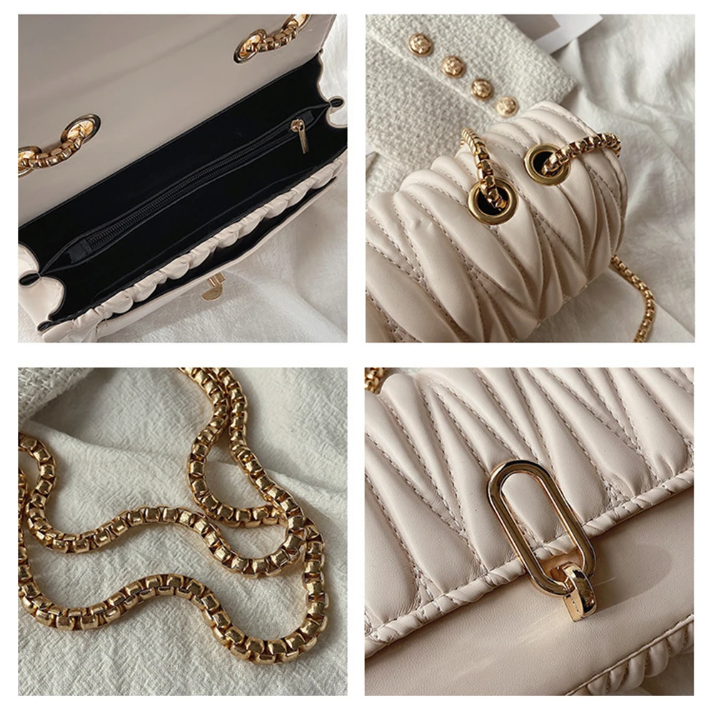 Women's new single shoulder crossbody bag casual PU leather crossbody bag fashionable and versatile wrinkled high-end  handbag