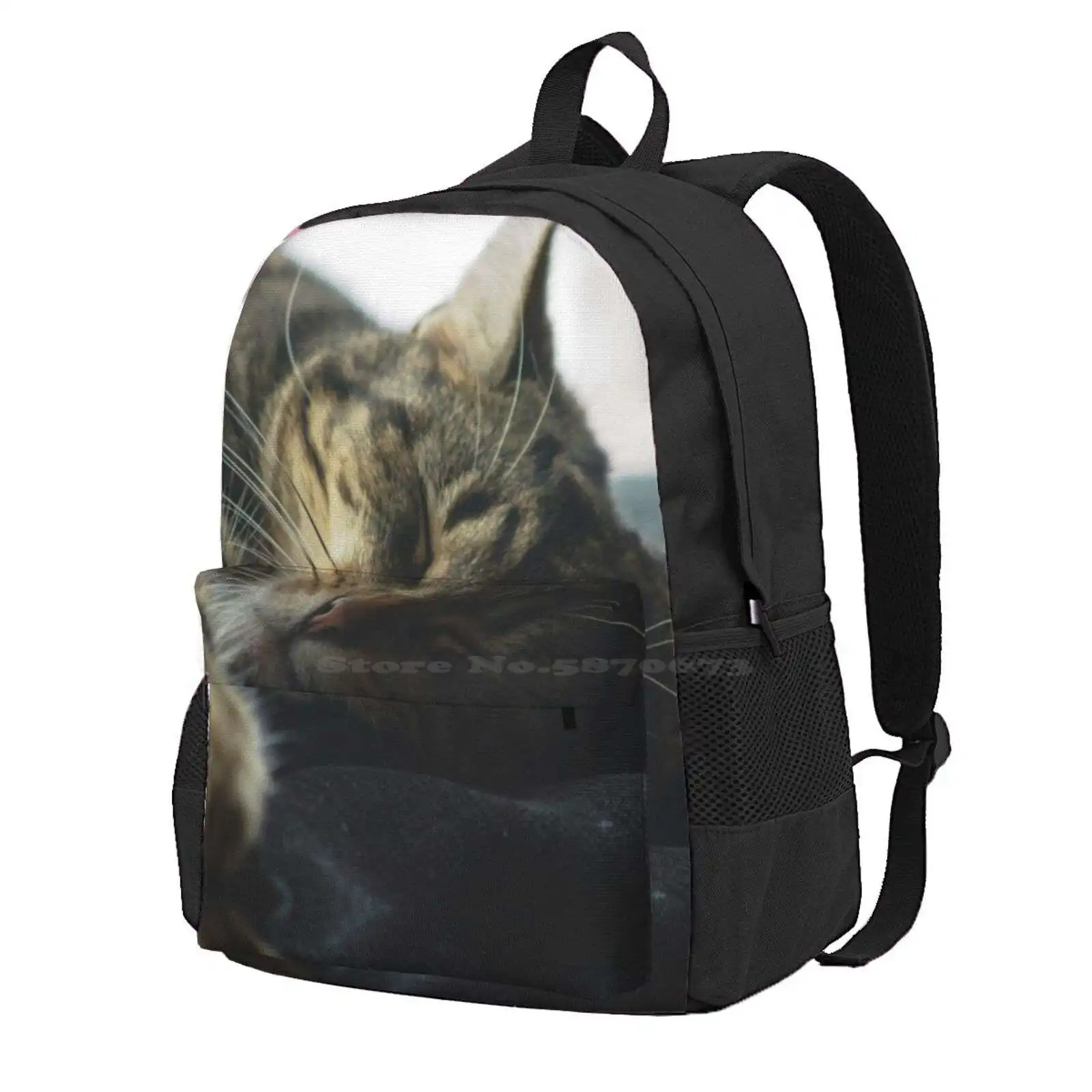 Sleeping Elsa Tabby Cat Hot Sale Schoolbag Backpack Fashion Bags Pussycat Animal Pet Tabby Feline