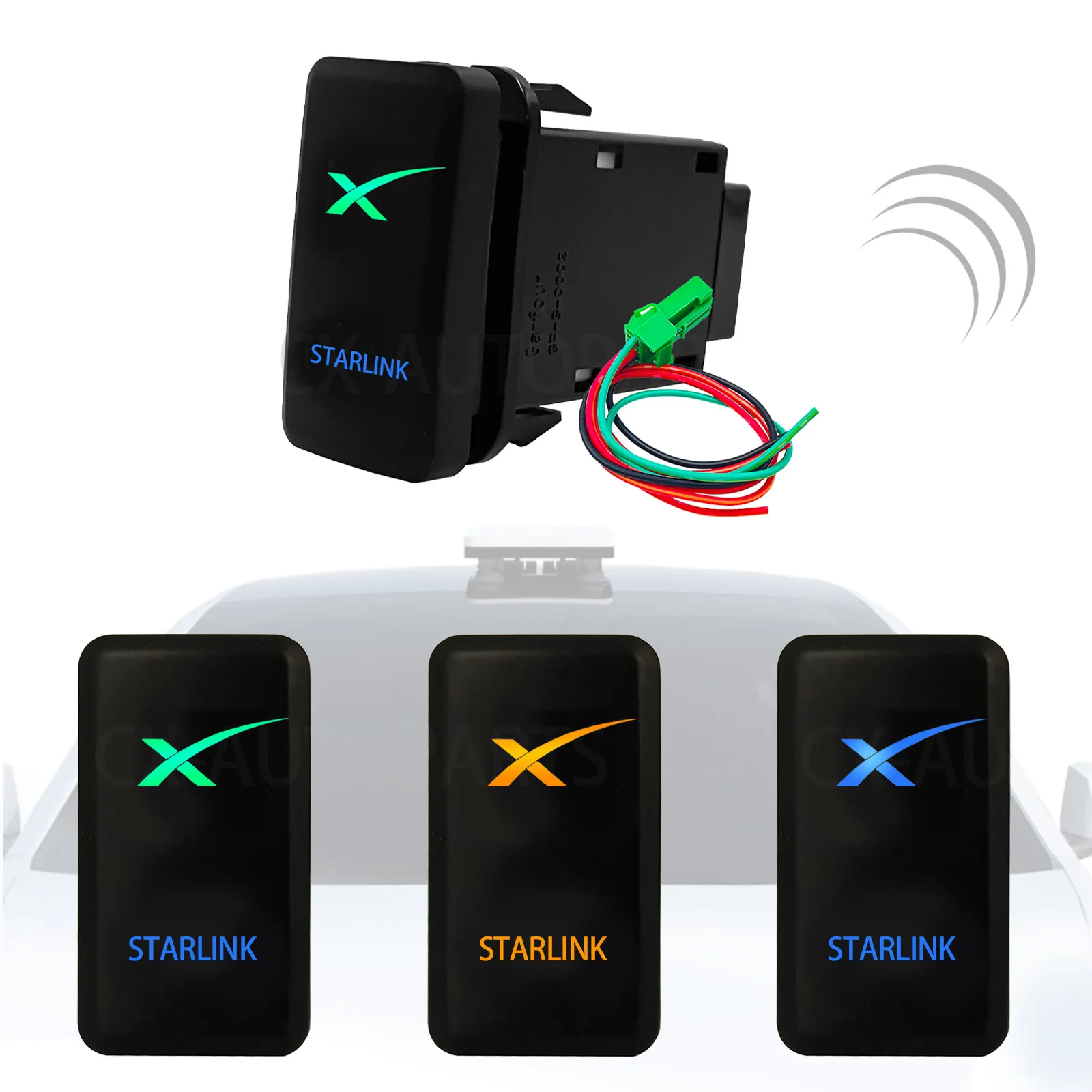 Przycisk włączania/wyłączania 12V 3A z niebieskim podświetleniem LED, antena WiFi Starlink, do Toyota Tacoma FJ Cruiser Highlande Hilux 4Runner Prado