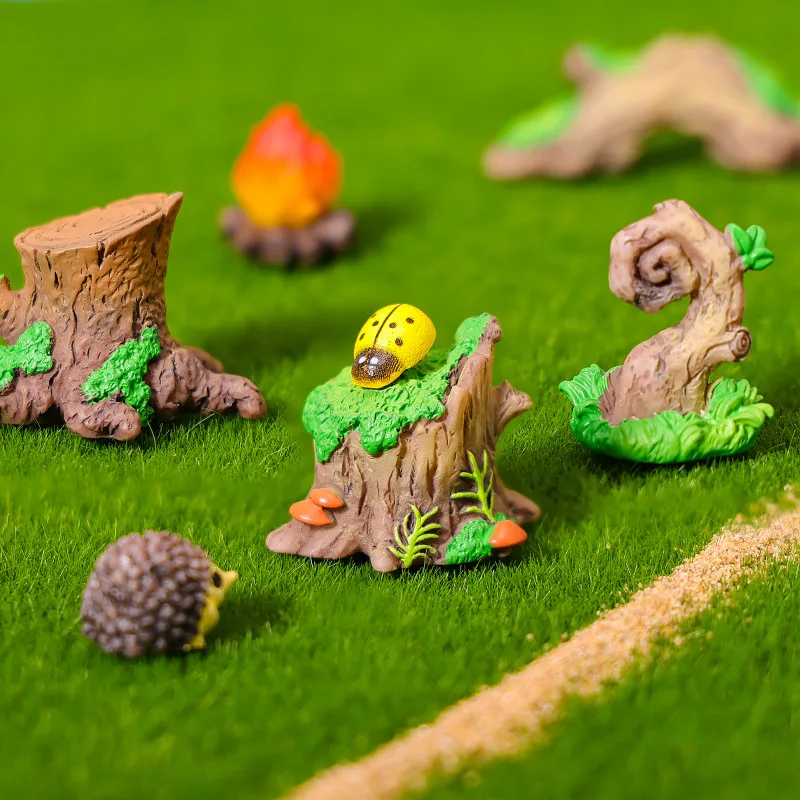 Creative Micro-Landscape Tree Stump Stone Set Succulent Bonsai Gardening Landscaping Decorative Resin Crafts Ornament Figurine