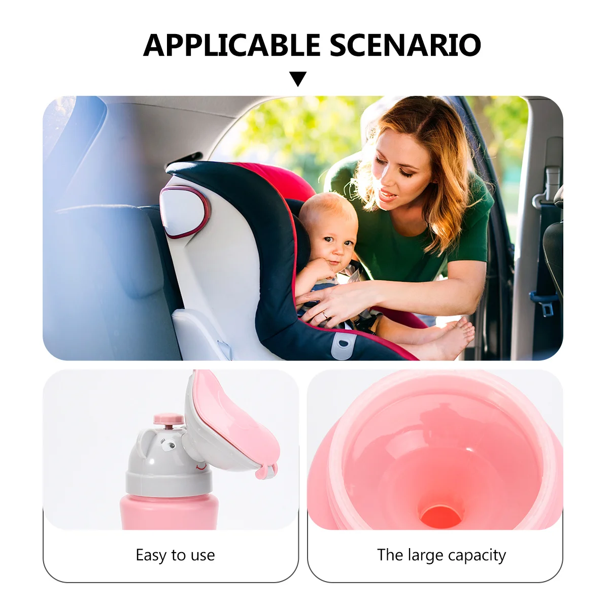 نونية السيارة للأطفال، زجاجة مبولة سهلة الحمل، تصميم سلس مانع للتسرب، مثالية للاستخدام الليلي والسفر، شكل وردي جميل #2