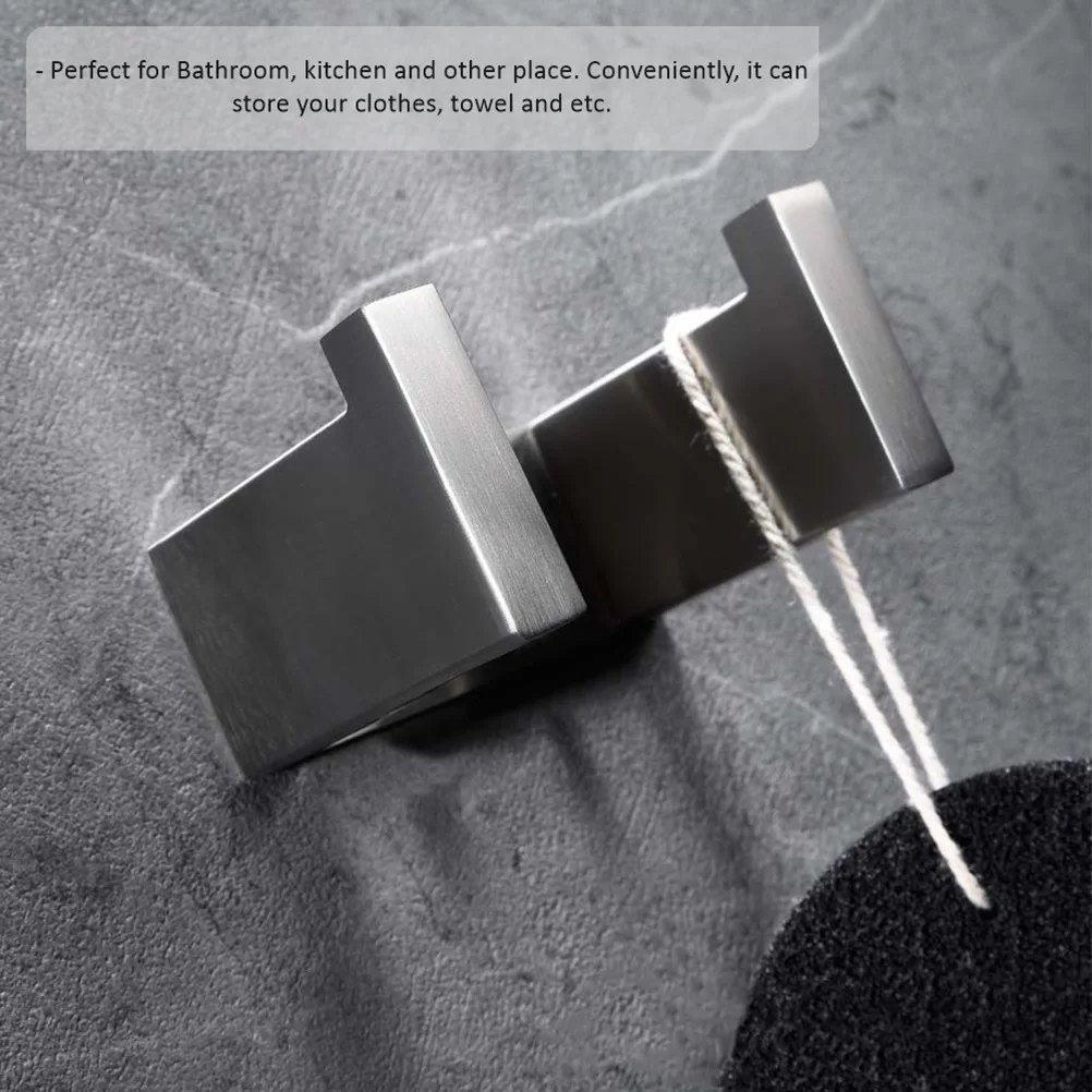 

1pc Stainless Steel Clothes Hooks Wall Hanger Rack Bathroom Accessories No Punching Heavy Duty Anti-Rust Modern Style Kitchen