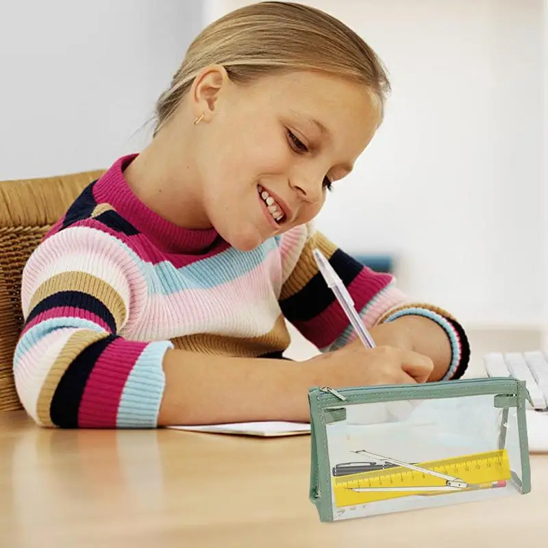 Пенал для детей, прозрачный органайзер для карандашей, женский аксессуар для хранения, для средних и старших классов