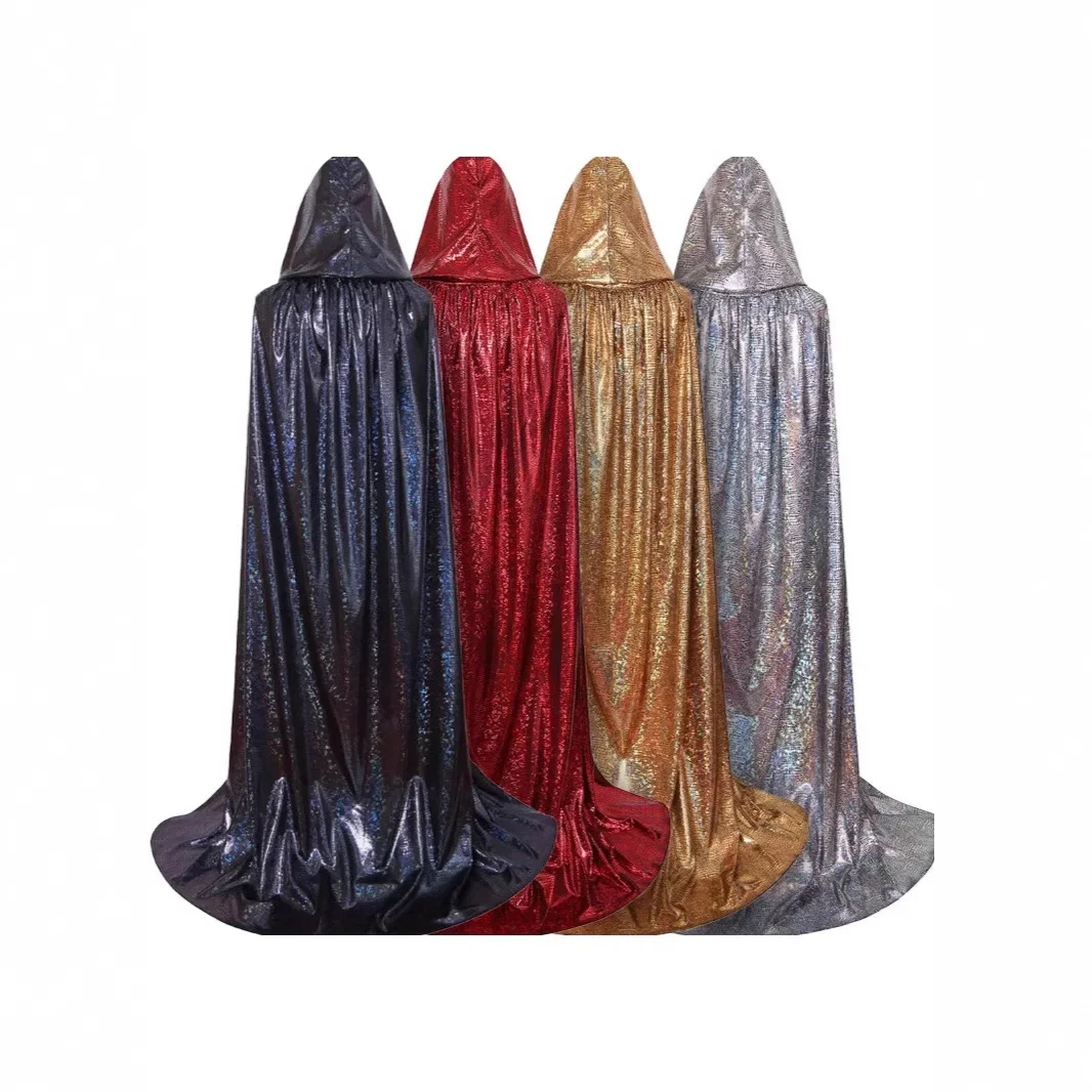 عباءة بغطاء للرأس أوروبية من القرون الوسطى للهالوين كيب كوسبلاي لعب الأدوار للبالغين شال قاتم لامع #1