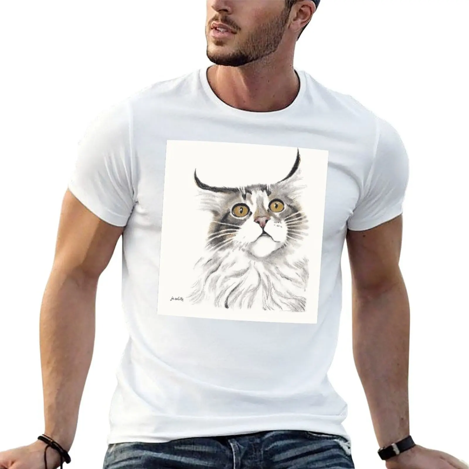 Camiseta Maine Coon Funny Faces - Marcie, camisetas de anime, camisetas estampadas de gran tamaño para hombre, paquete de camisetas blancas para hombre