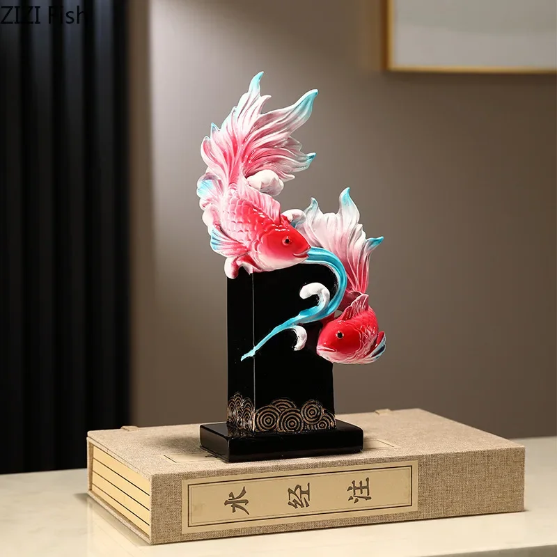 Fortune Ornaments Resin Fish Sculpture Living Room Statue Miniatures Home Accessories Decoration Crafts Display Items Exhibits