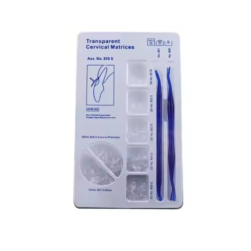 Dental Transparent Cervical Matrices Flexibility Optimal Tooth Adaptation Non-Stick Design Matrix Thin Edges Control of Filling