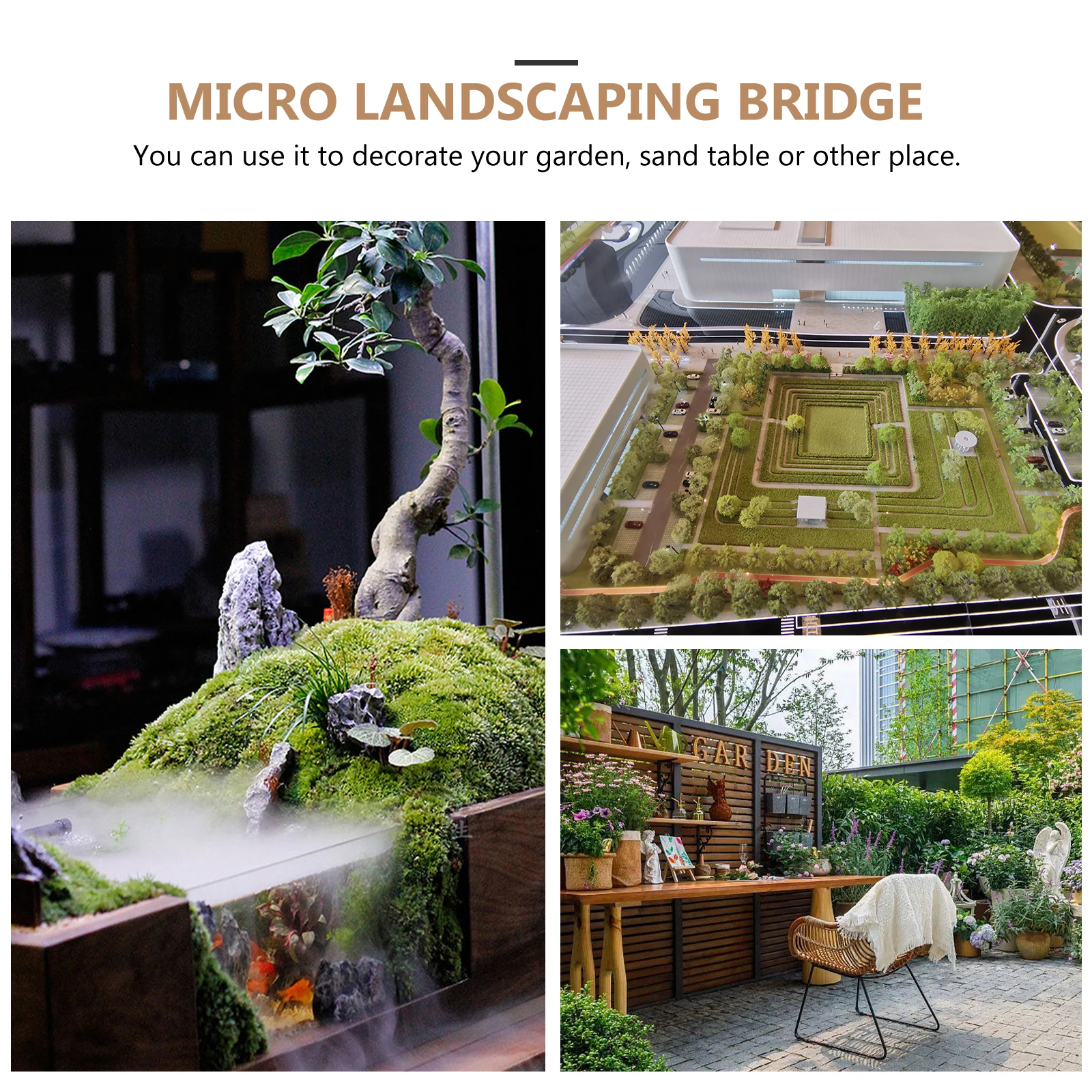 

Wooden Bridge Sand Table Ornaments Miniature Outdoor Garden Landscape Decorative Resin Model Prop Decoration