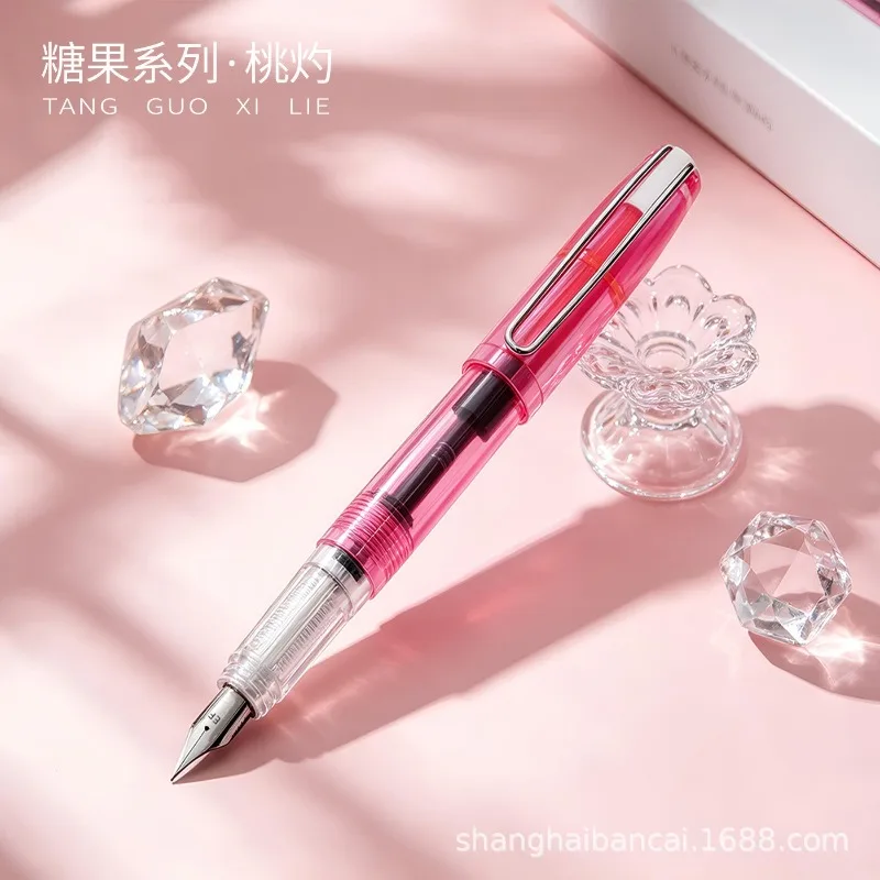 BANMI Colorful Transparent Fountain Pen Multi-hued Ergonomic Writing Pen for Correct Posture Stationery Office School Supplies