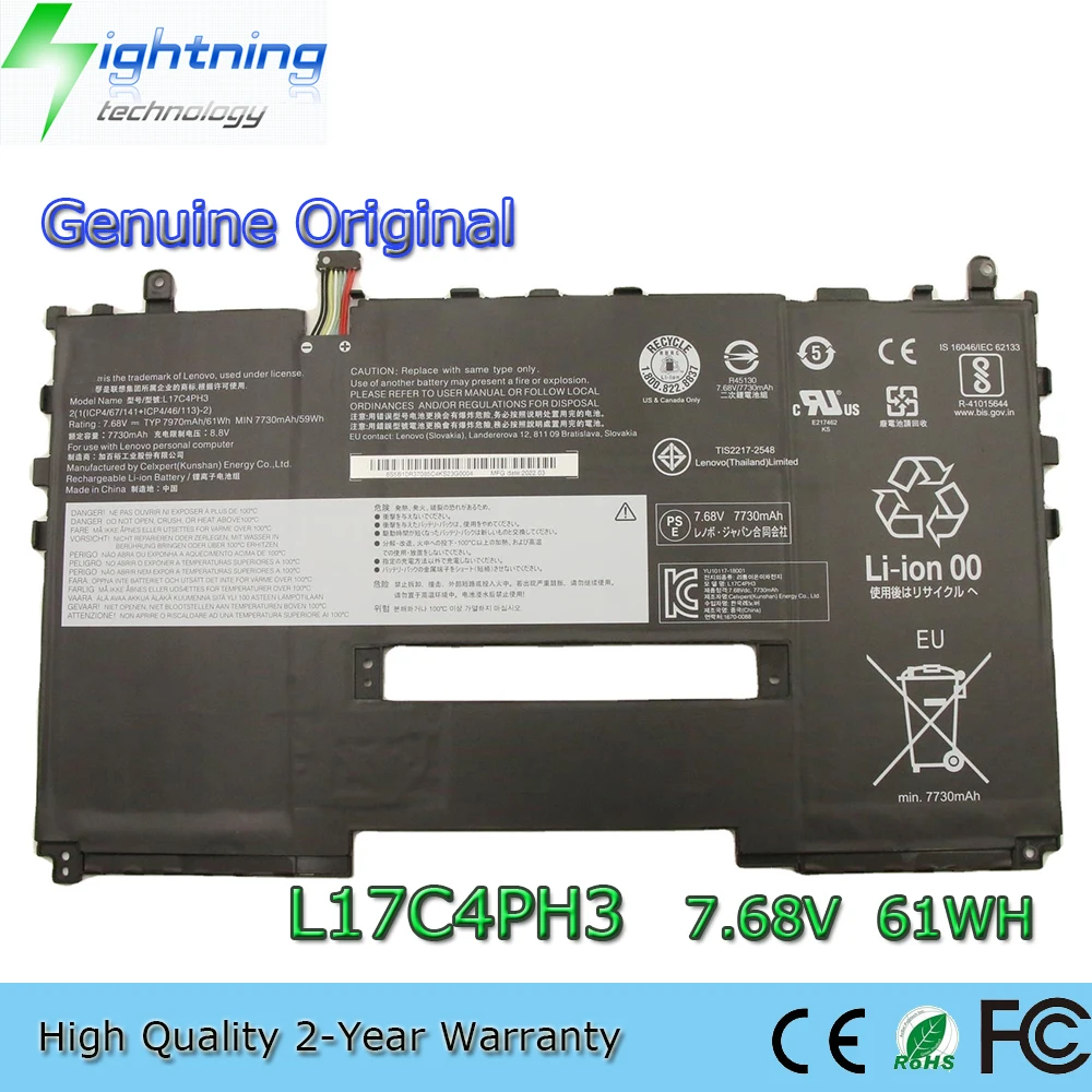 

New Genuine Original L17C4PH3 7.68V 60Wh Laptop Battery for Lenovo Yoga C630-13Q50 WOS L17L4PH3 L17M4PH3 5B10R37086