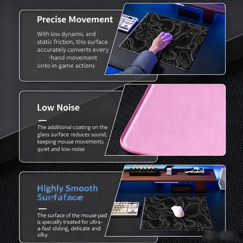 Photovoltaic Awakening Glass Mouse Pad Gaming Pad Smooth Frosted Surface Waterproof Desk Tempered Multiple Large Size Optional