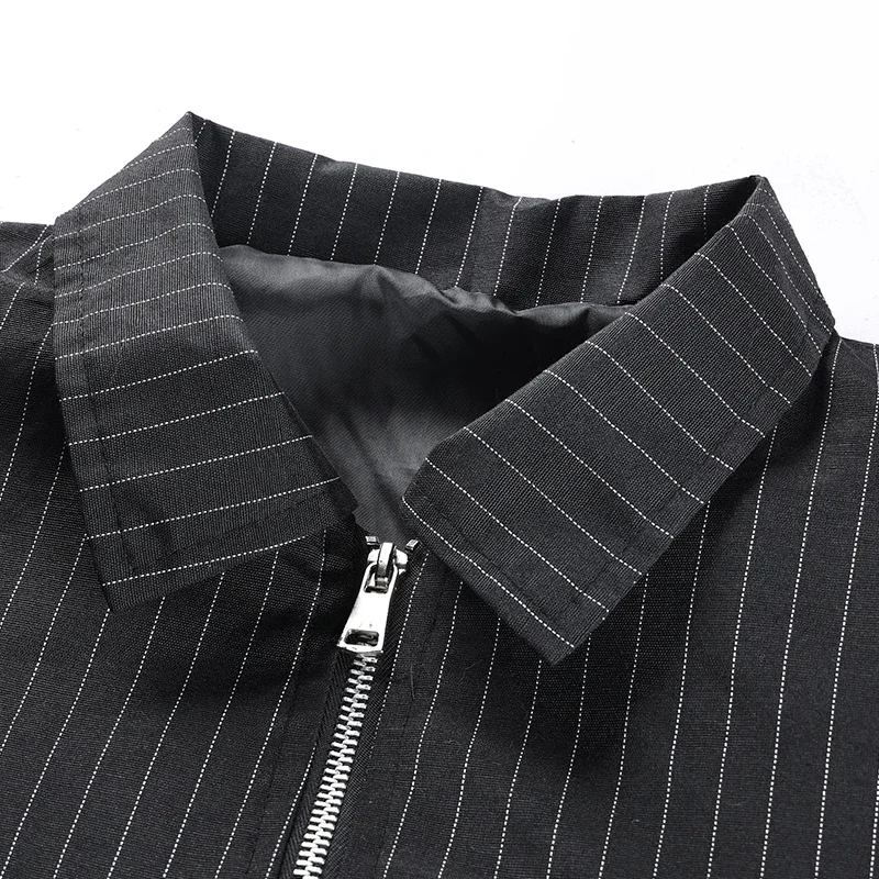 Lightweight Business Striped Lapel Jackets Men Zip Up Fashion Workwear Coat Man Slim Fit Daily Wear Spring Autumn Male Outerwear