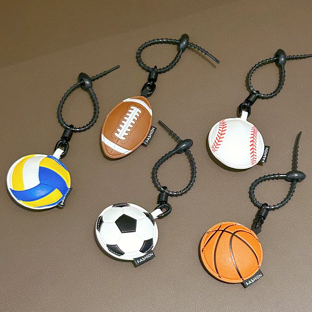 Leather Football Keychain Baseball Basketball Volleyball Leather Pendant Ladies Bag Accessories Car Key Pendant