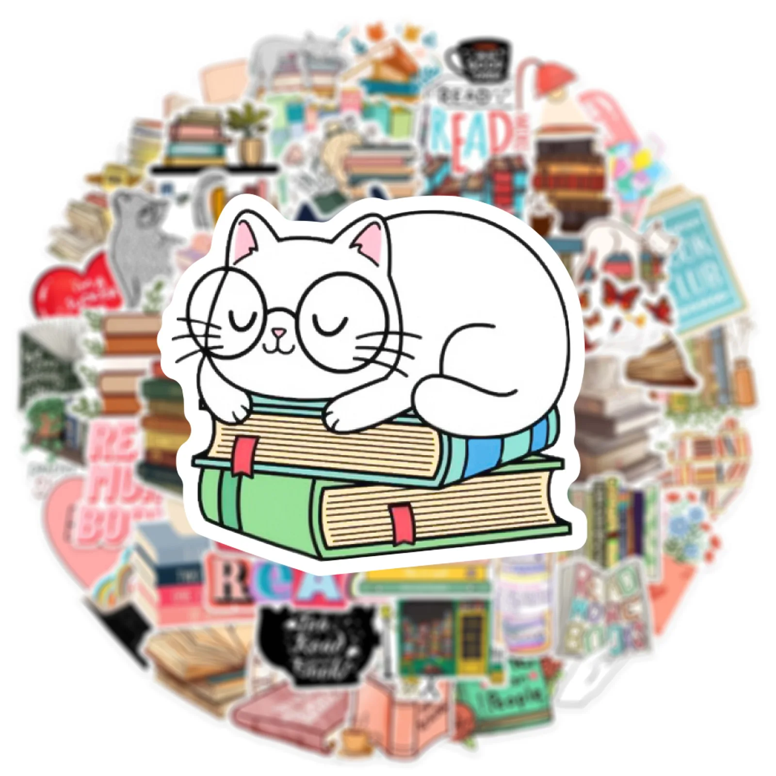 50PCS Diary Book Reading Stickers Aesthetic DIY Scrapbook Notebook Phone Laptop Guitar Luggage Stationery Graffiti Sticker
