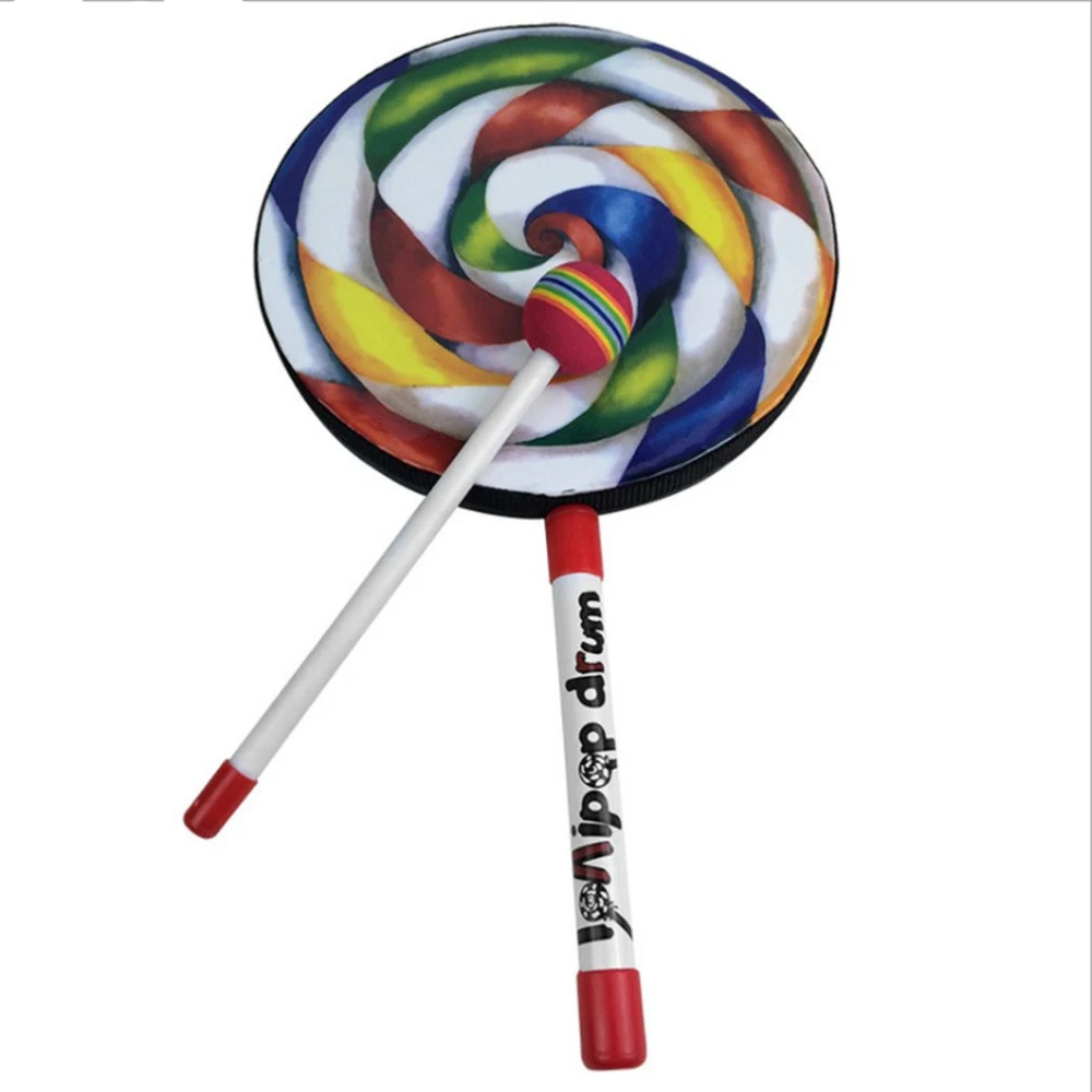 Lollipops Pattern Colorful Drum Percussion Instrument For Children Kindergarten Musical Education Early Education