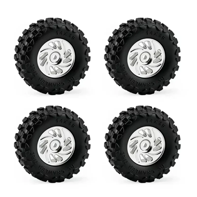 Brass Positive Offset Beadlock Wheel & 35mm Tire Set for Axial 1/30 SCX30 Tacoma Brown Mountain Edition RC Crawler Upgrade Parts