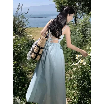 꽃무늬 민소매 원피스, 꽃무늬 포지셔닝 프린트 민소매 조끼, 중간 길이 라운드넥 풀오버 원피스