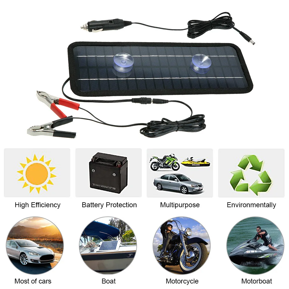 18V 12V 20W Solar Panels Charger Car Motorcycle Kick Scooter Portable Solar Panel Car Charger Battery Efficient Maintenance