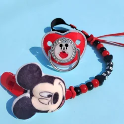 Disney Free Mickey Mouse Plush Handmade Personalized Name Pacifier Clips Infant Teething Dolls Newborn Chupetero Para Bebes