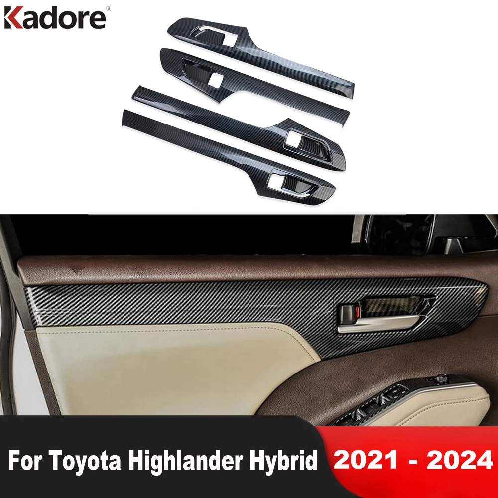 Für Toyota Highlander XU70 Kluger Hybrid 2021-2024 Kohlefaser Auto Innentürgriff Schalenabdeckung Verkleidung Innenausstattung Zubehör