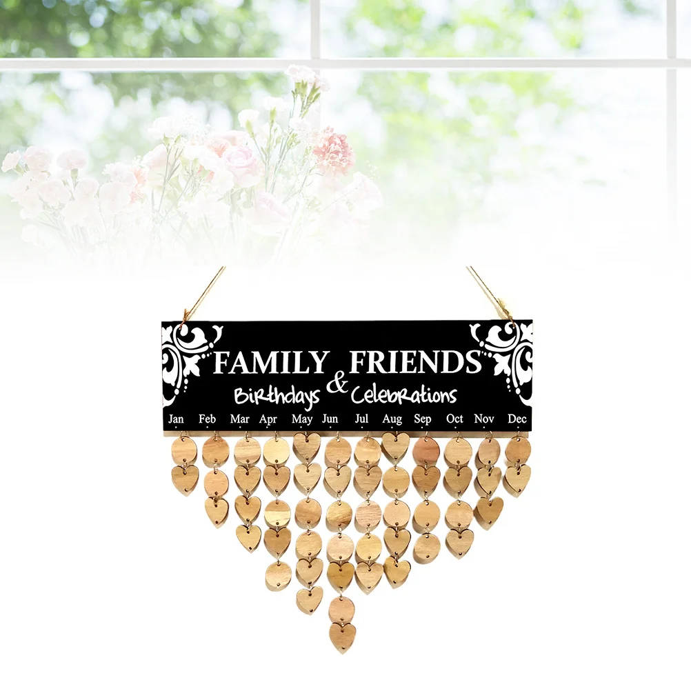 

102Pcs Family Birthday Calendar Board DIY Wooden Anniversary Reminder Plaque Heart Round Discs for Home Wall Decor