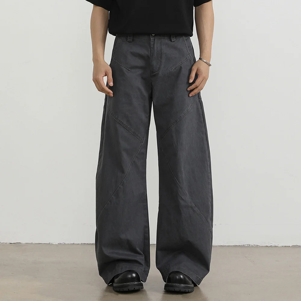 Washed Cotton Baggy Scimitar Pants Men Women American Streetwear Retro Fashion Loose Casual Cargo Pants Unisex Couple Trousers