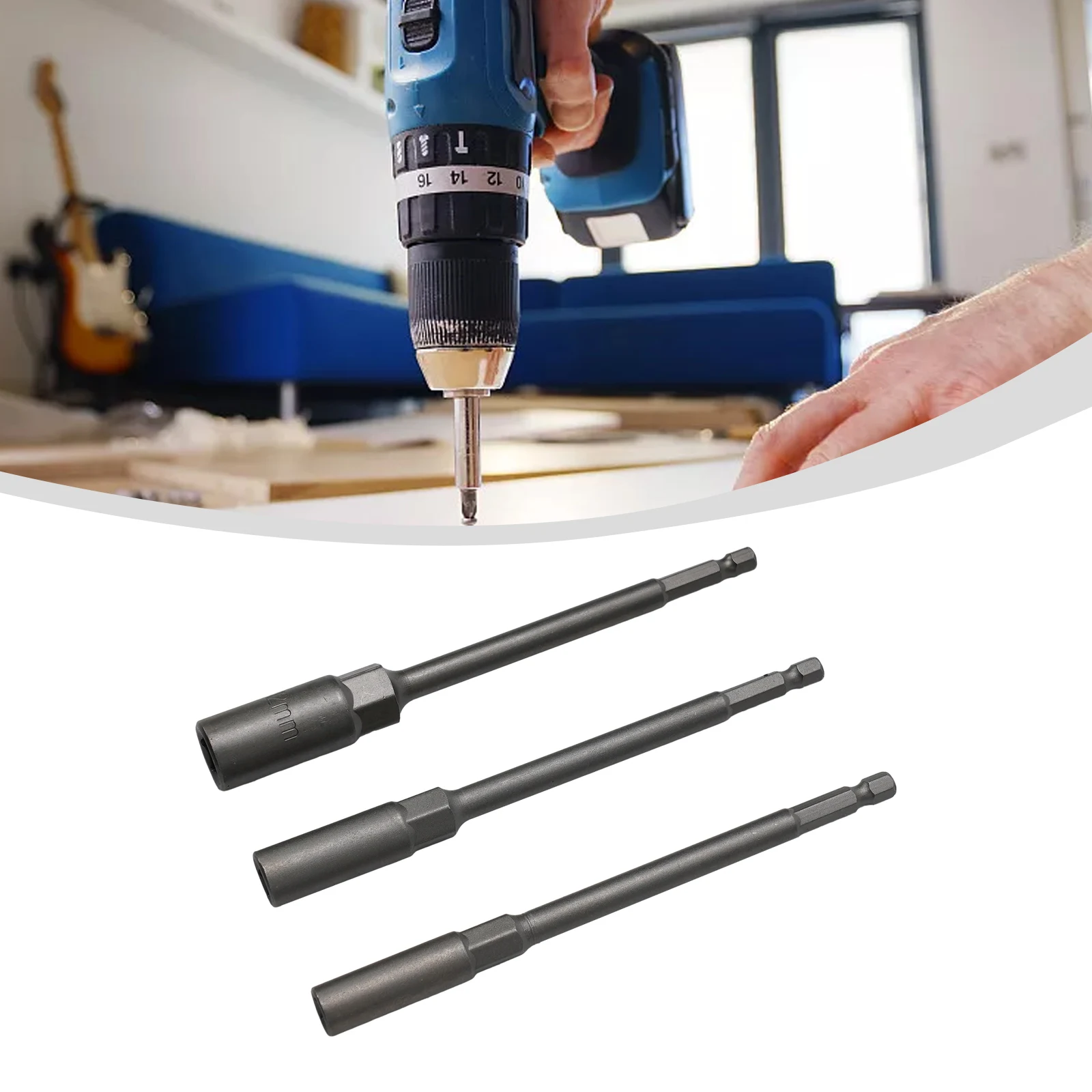 Auto Parts Electric Screwdrivers Socket Wrench Socket Tool 3pcs 8/10/12mm Sockets Adapter Chrome Vanadium Steel