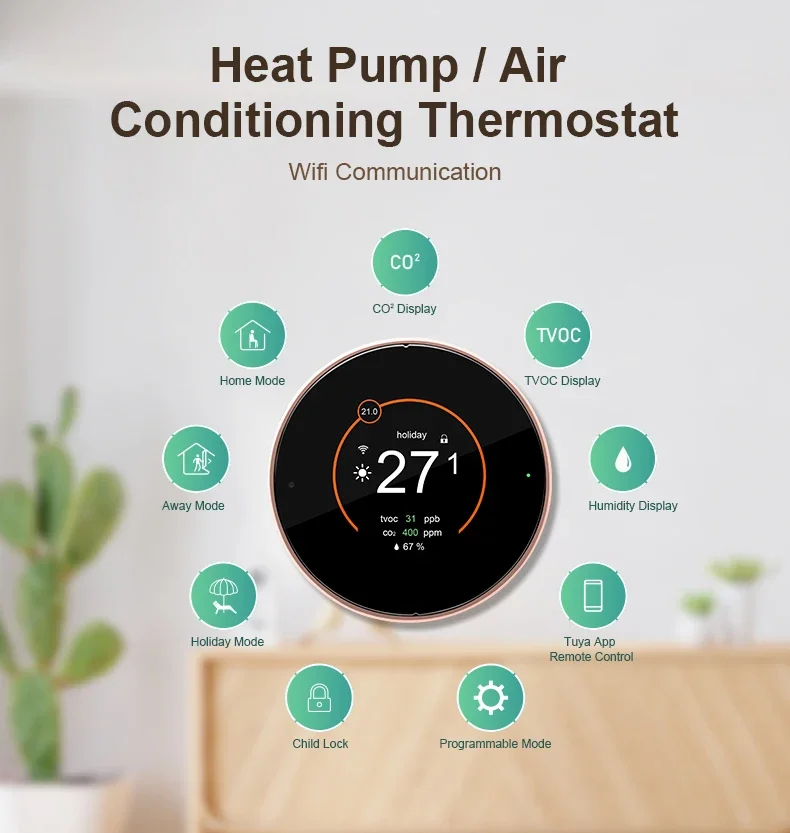 Air Conditioner 24V Smart Room Thermostat WIFI Temperature Controller Home Heat Pump