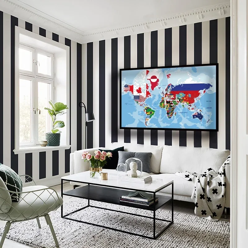 レトロな世界地図,キャンバス絵画,不織布,クリエイティブ,装飾ポスター,壁画,家庭,オフィス,学用品,225x150cm