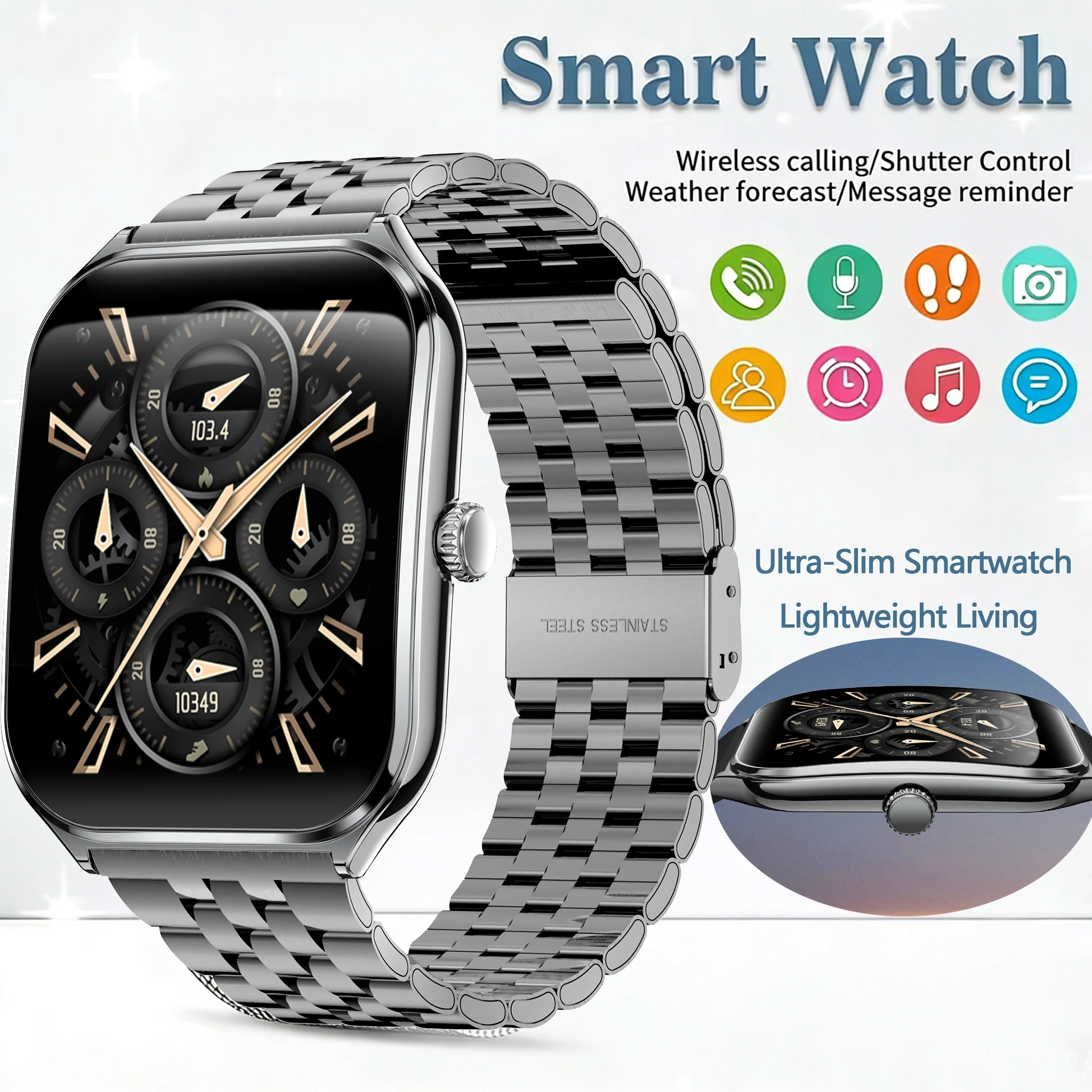 

Новые смарт-часы 2026 года для мужчин и женщин: новейшие спортивные смарт-часы с циферблатами, измерением пульса, HD-экраном, Bluetooth-вызовами, водонепроницаемые, для Android и iOS