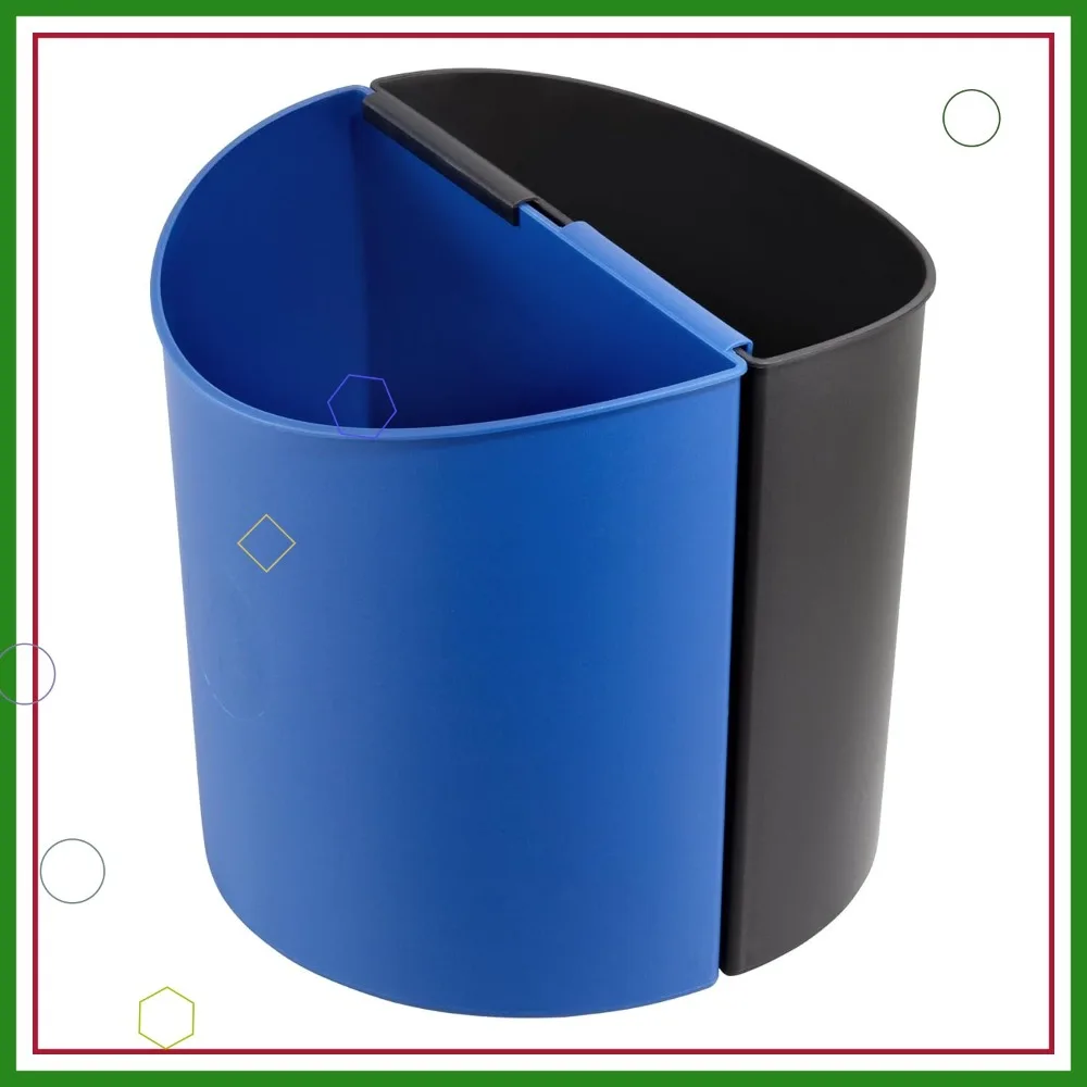 

Compact 3-Gallon Trash Can Combo for Kitchen, Office & Indoor Use in Black/Blue - Eco-Friendly Recycling Bin
