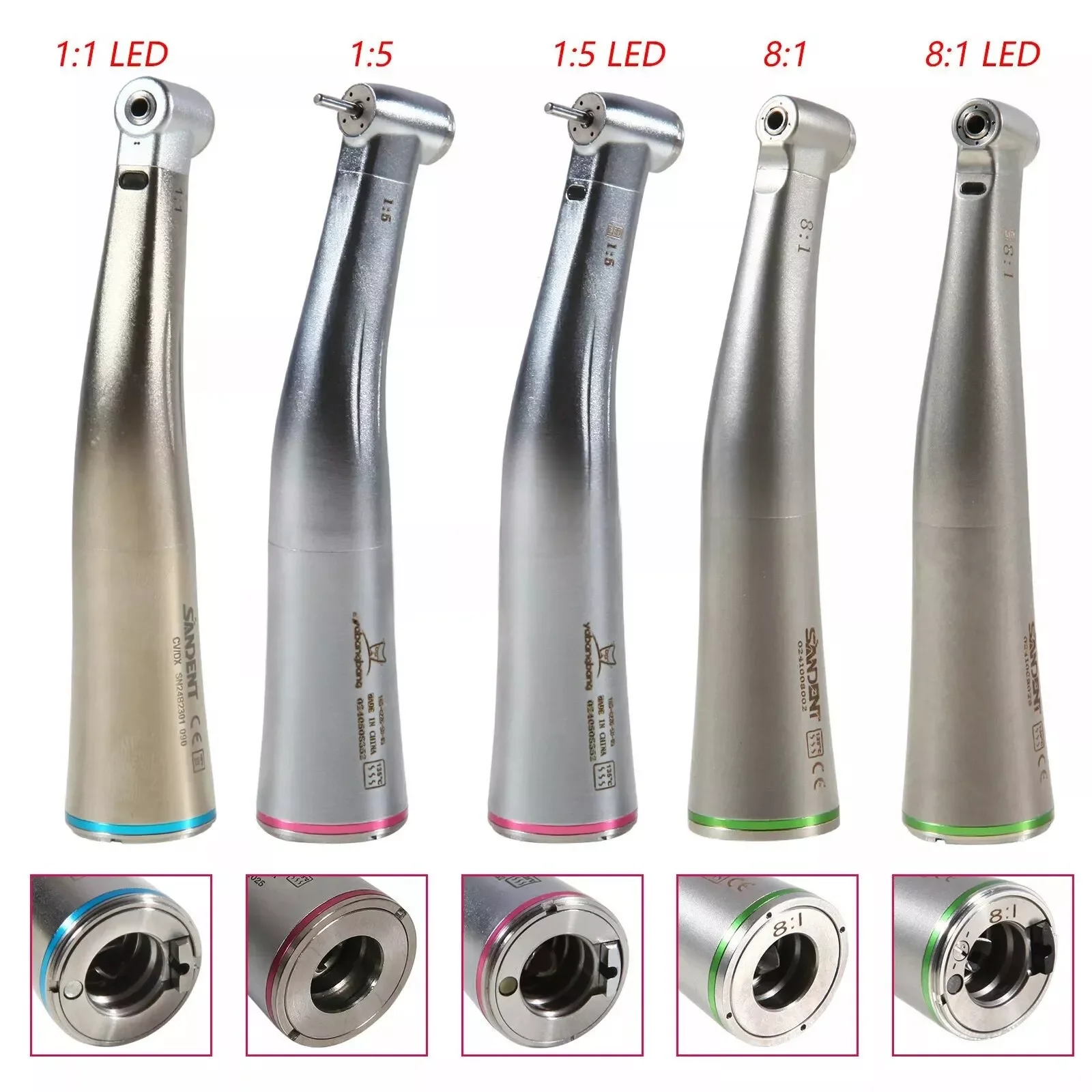 Dental 8:1 Endo Handpiece 1:5 Electric Fiber Optic 1:1 Contra Angle LED Fit NSK/Kavo