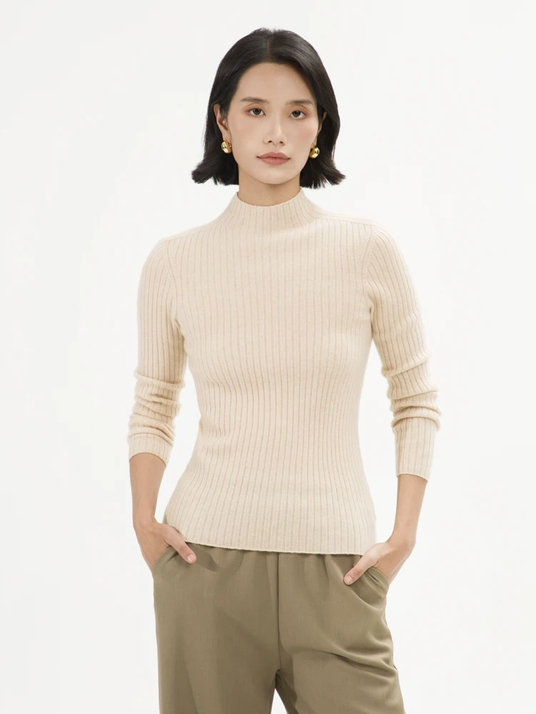 เสื้อสเวตเตอร์แคชเมียร์สำหรับผู้หญิง คอเต่า ลายทาง ดีไซน์หรูหรา ทรงเข้ารูป ผ้าถักลายแจ็คการ์ดไร้รอยต่อ ผลิตจากแคชเมียร์แท้ 100% สำหรับฤดูใบไม้ร่วงและฤดูหนาว