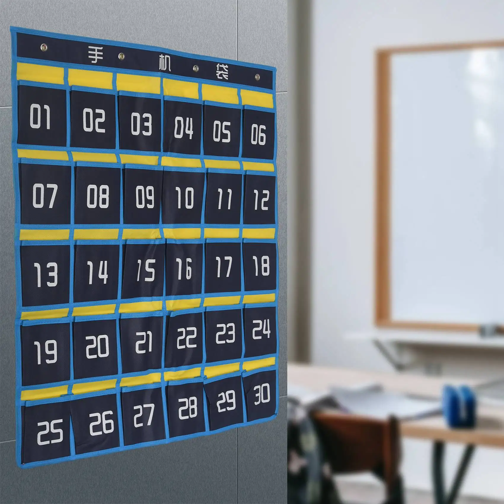 GTBL 30 Numbered Pockets Chart Cell Phone Hanging Organizer Hanging Storage Bag For Classroom Calculator Mobile Phone Holders