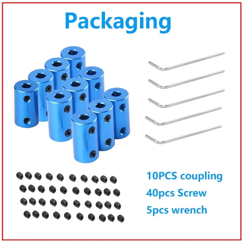 [NEWA08R】 Alloy Shaft Coupling 10Pcs Rigid Stepper Motor Wheel Couplers Connectors For DIY Cars Boat Airplane 3D Printers 5Mm Jo