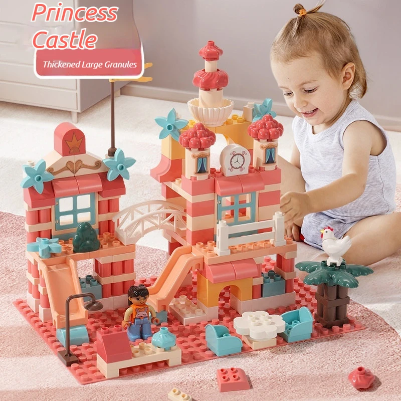 Castle house mini building blocks girl pretend play toy for 3-6 years old large-piece assembling toy for developing intelligence