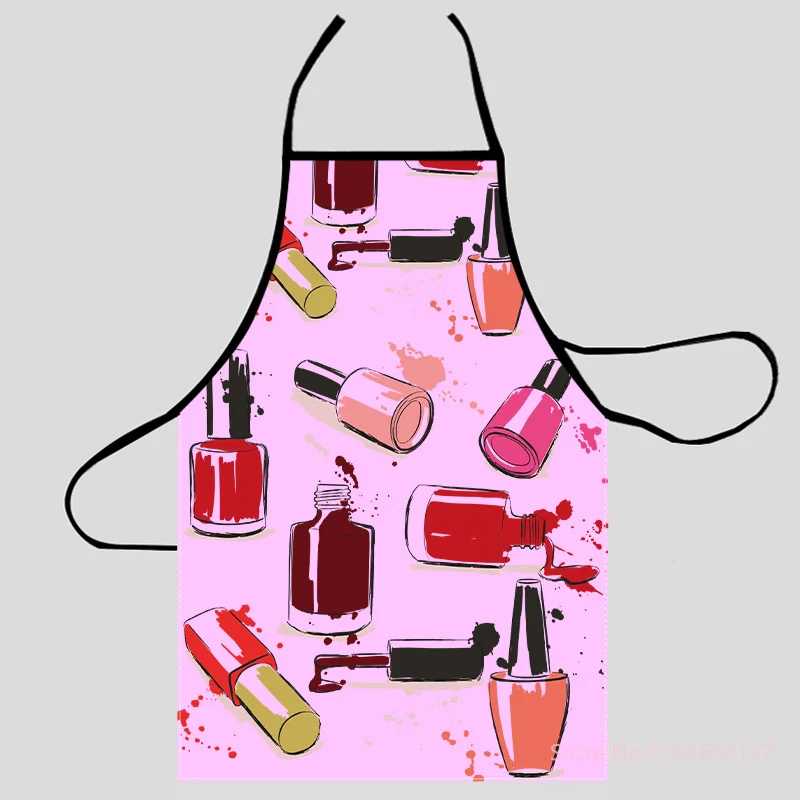 Fashion Design Nail Polish Apron Store Logo For Women Gift Oxford Fabric Cleaning Pinafore Home Cooking Accessories Apron