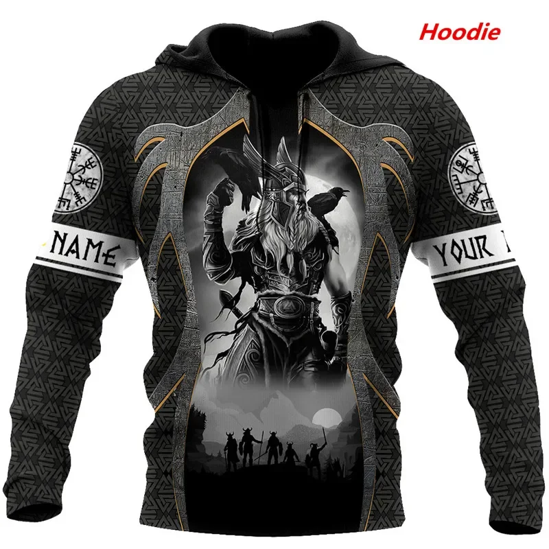 Fashion autumn and winter Hoodie  Viking odin3d printed Unisex casual zipper Hoodie Harajuku casual street style Sweatshirt