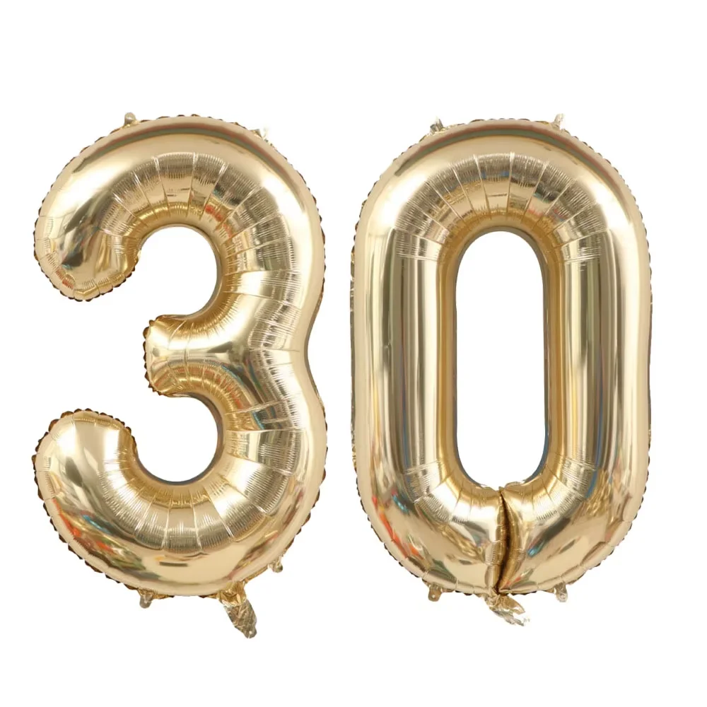 2pcs 40 inch Large Light Gold Number figure Balloons 10 20 30 40 50 60 70 80 90 years adult Birthday Anniversary Decorations