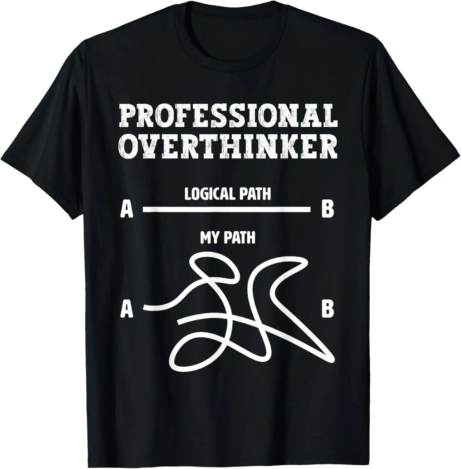 Professional Overthinker — Logic Gone Awry Funny Print T-Shirt