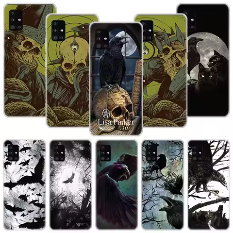 Crow Raven Dark Skull Phone Case For Samsung Galaxy A14 A15 A13 A12 A54 A55 A53 A52 A04S A24 A25 A23 A22 A34 A35 A33 A32 A03S A0